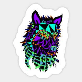 cute wolf ecopop art pattern Sticker